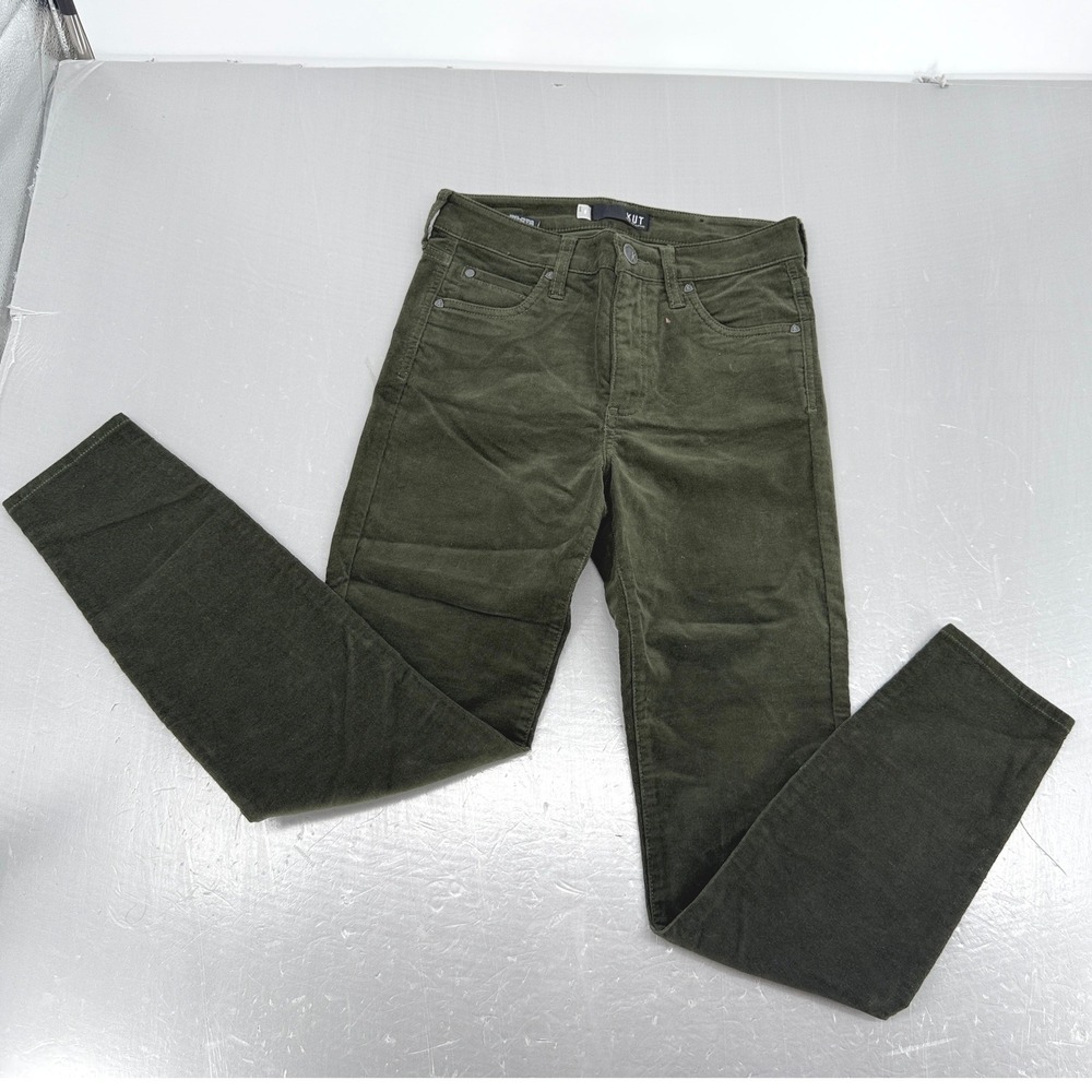Kut‎ from the Kloth Womens Olive Green Corduroy Skinny Pants High Rise Size 2